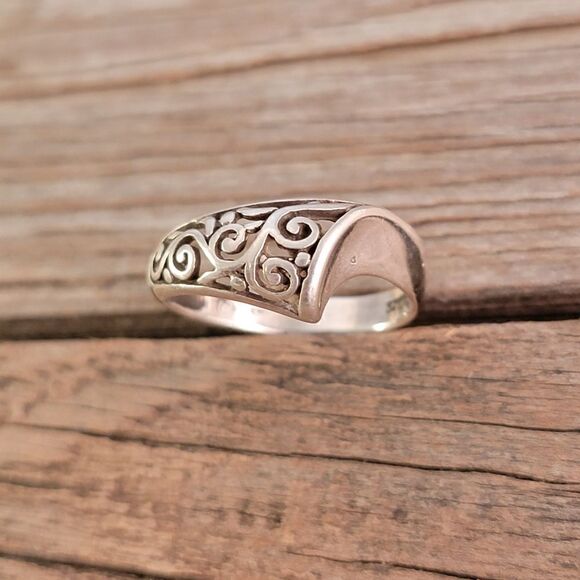 Sterling Silver Openwork Swirls Scroll Ring - Picture 2 of 6
